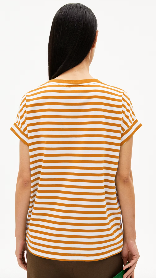T Shirt IDAARA | tangerine stripes