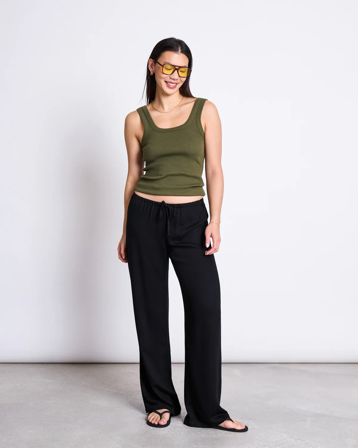 Rib Top TALLI dark olive