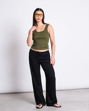 Rib Top TALLI dark olive