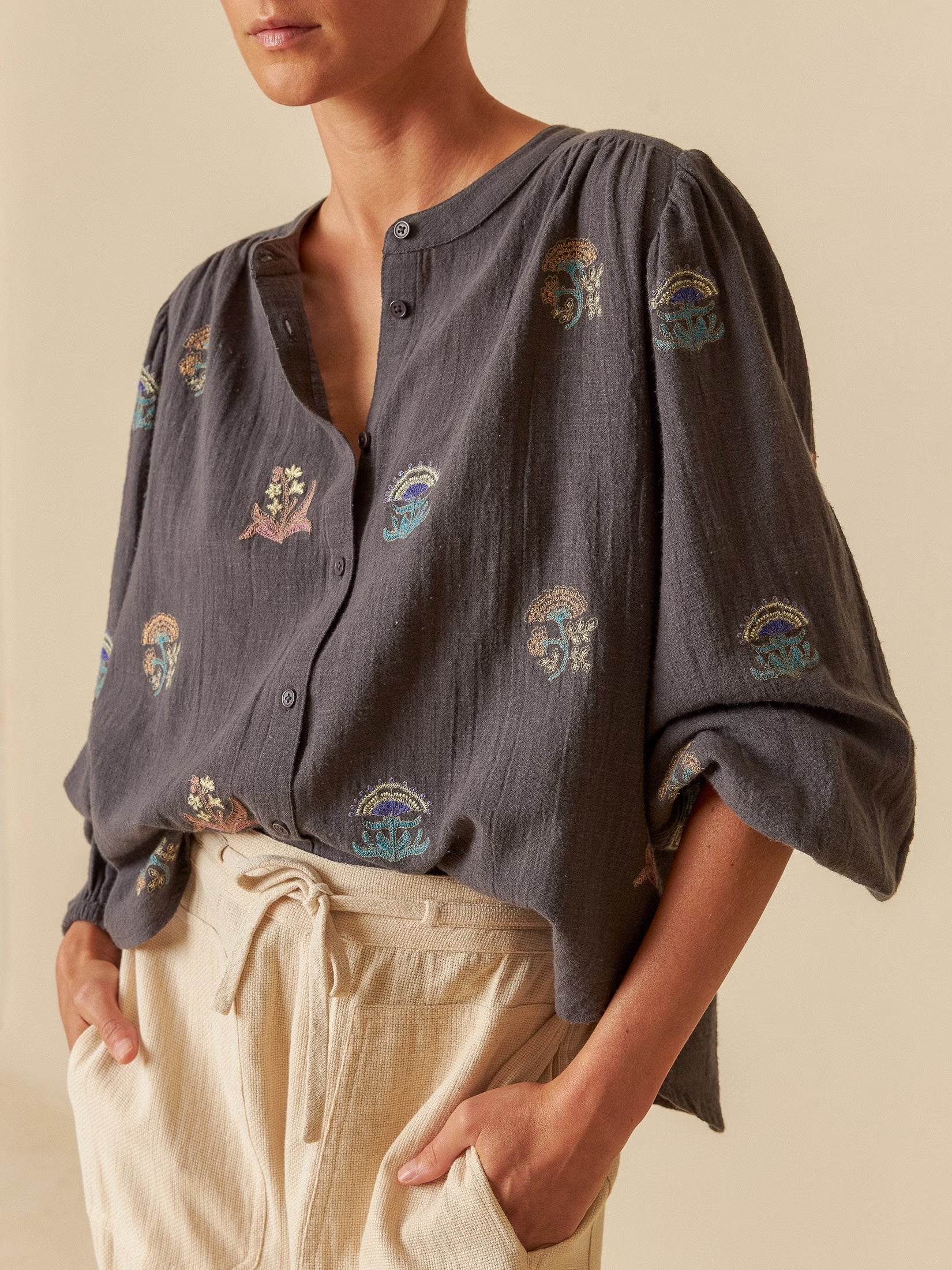 Multi Color Embroidered Shirt