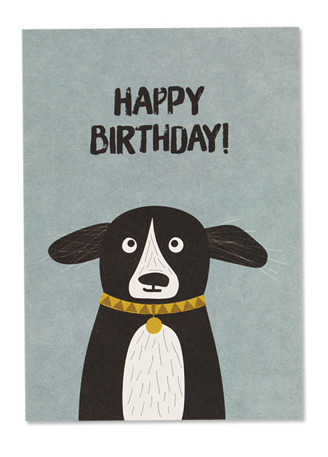 Postkarte Hund Happy Birthday